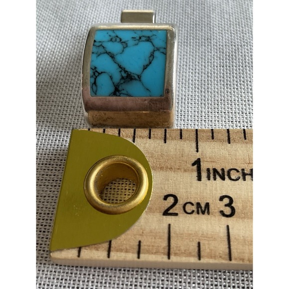 Vintage Taxco Mexico Sterling Silver Turquoise Pendant 16g ESTATE jewelry - Picture 5 of 6